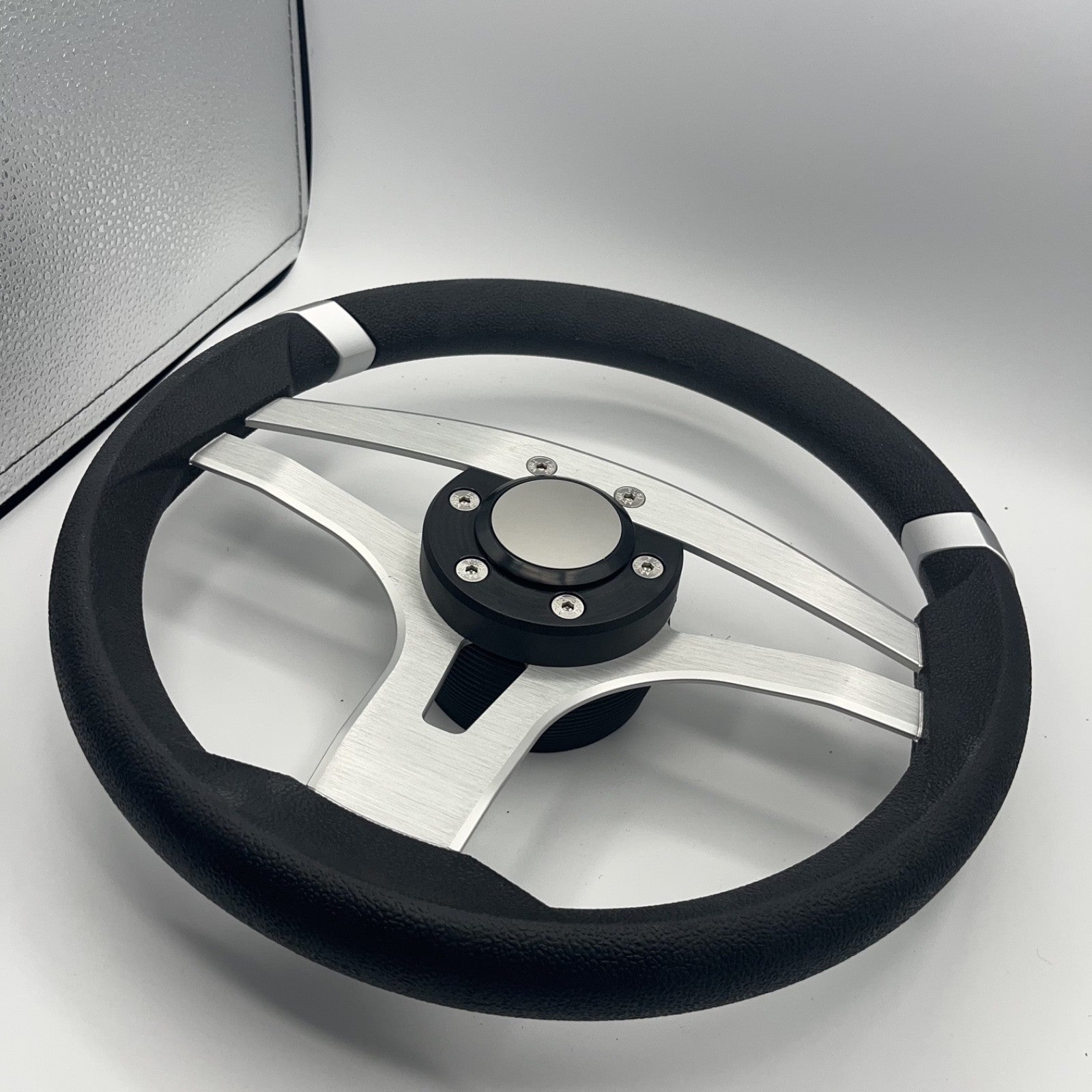Badia Boat Steering Wheel Brushed Aluminum Spokes | Blank Snap-in