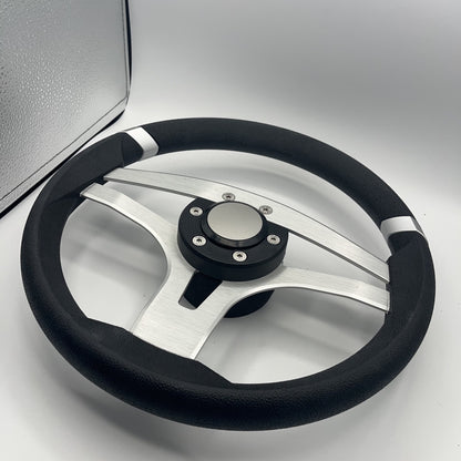 Badia Boat Steering Wheel Brushed Aluminum Spokes | Blank Snap-in