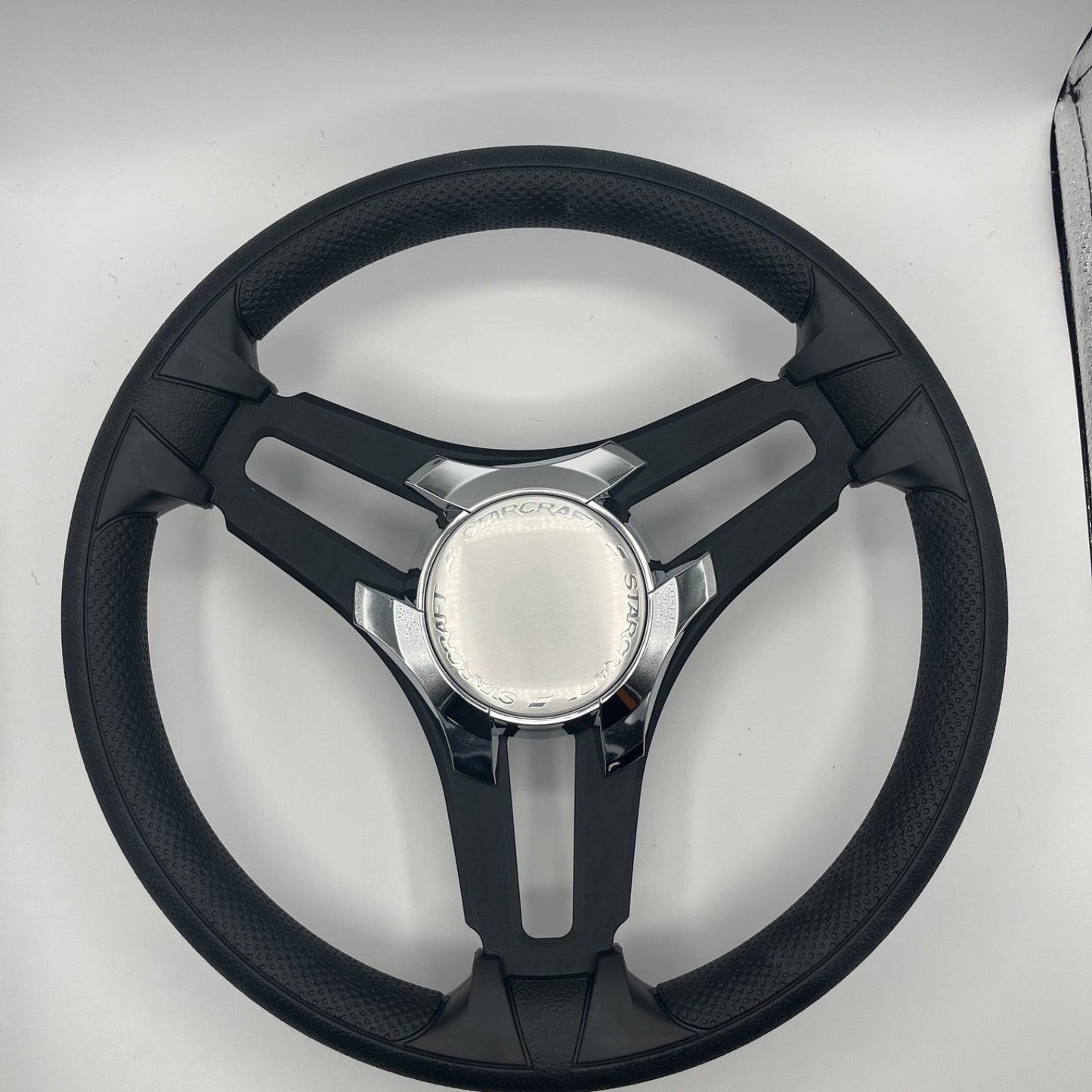 Gussi Italia Marine Steering Wheel Black Brush Metal Spokes | Starcraft