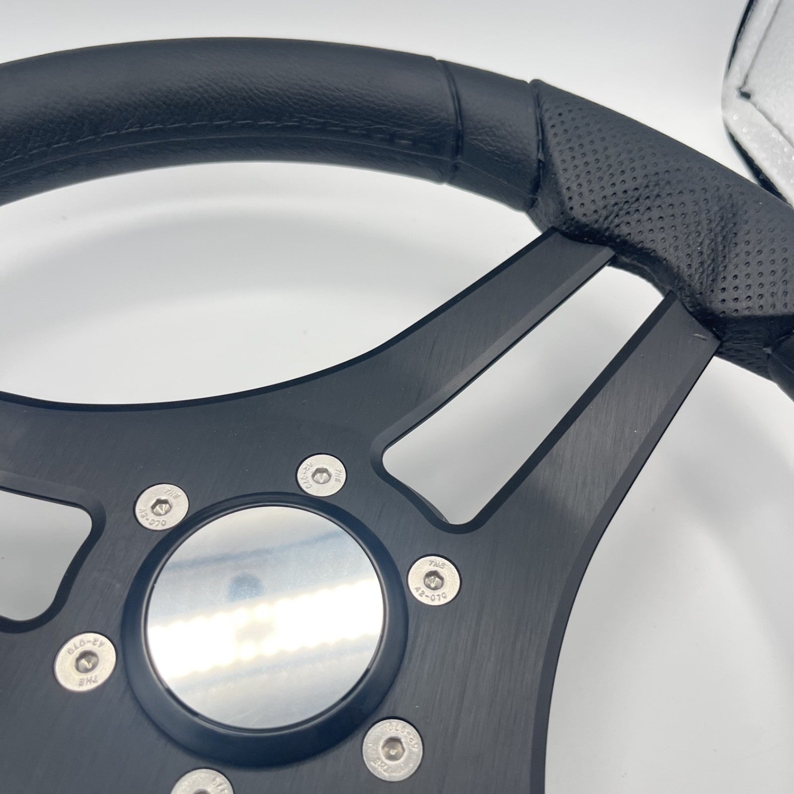 Molinara Marine Steering Wheel Black Brushed Alum Spokes | Blank Style