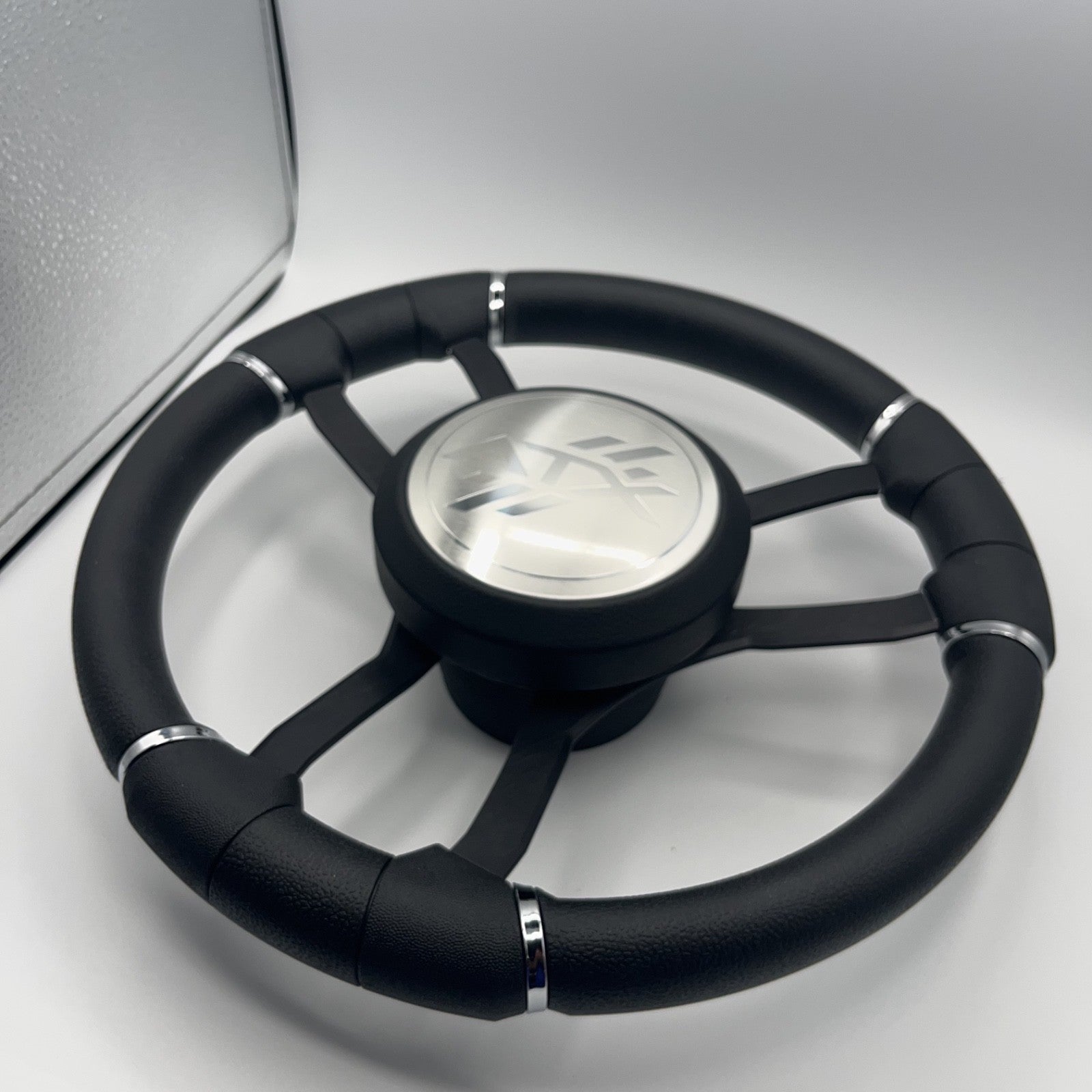 Malera Boat Steering Wheel Black Aluminum Spokes - ATX Boats