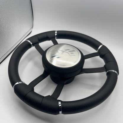 Malera Boat Steering Wheel Black Aluminum Spokes - ATX Boats