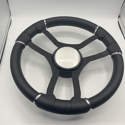 Malera Boat Steering Wheel Black Aluminum Spokes - Plain