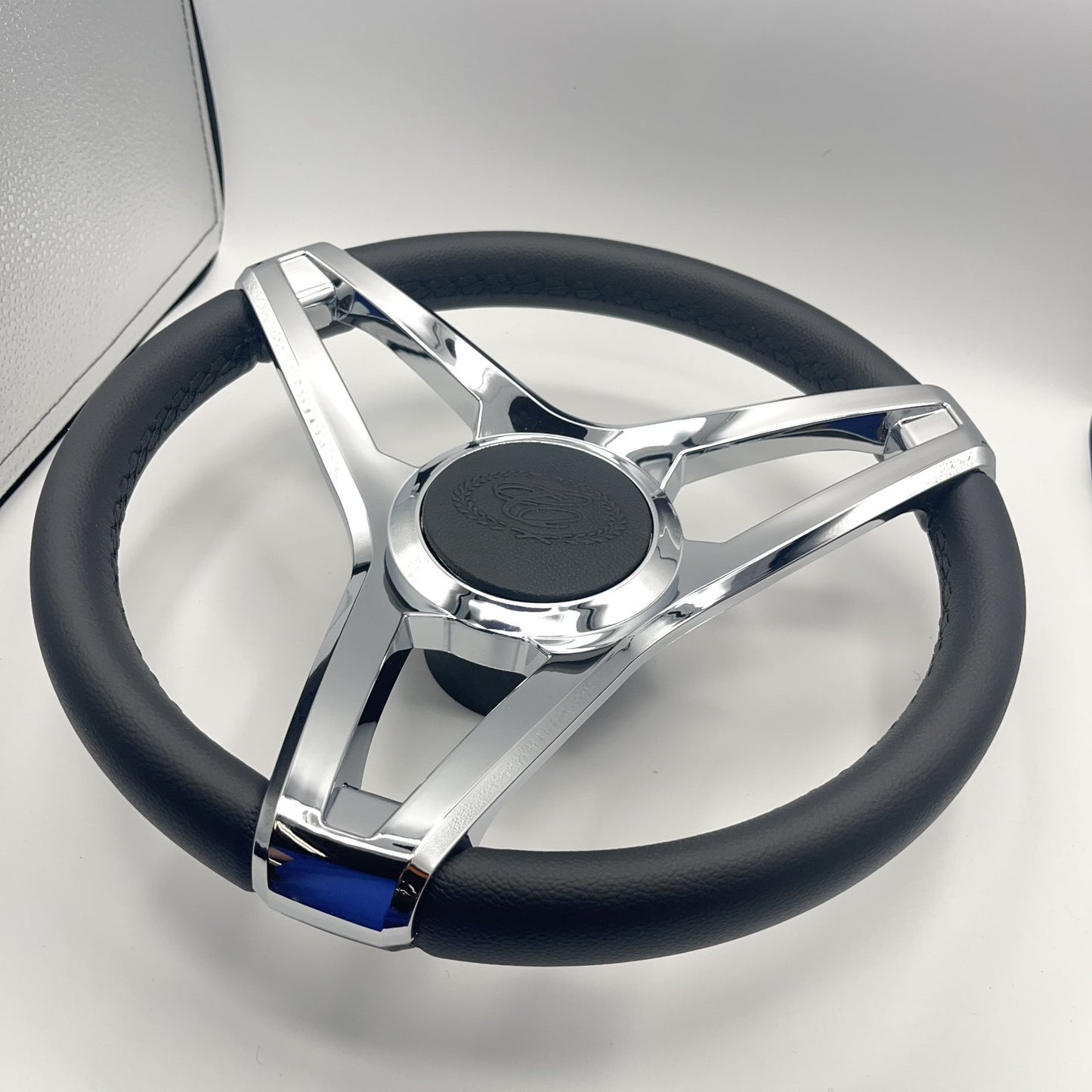 Cobalt Boat Steering Wheel Plastic Spoke Leather Stitched Rim | Cobalt Logo