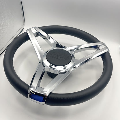 Cobalt Boat Steering Wheel Plastic Spoke Leather Stitched Rim | Cobalt Logo
