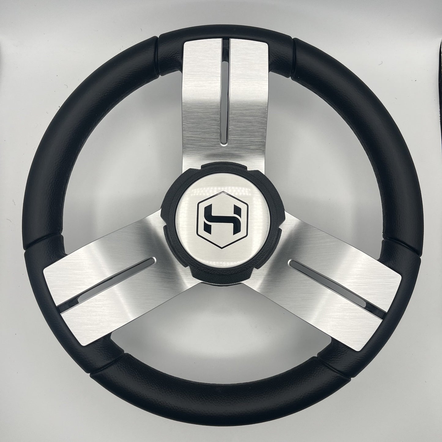 Gussi Italia Boat Steering Wheel Black Aluminum Spoke | Harris