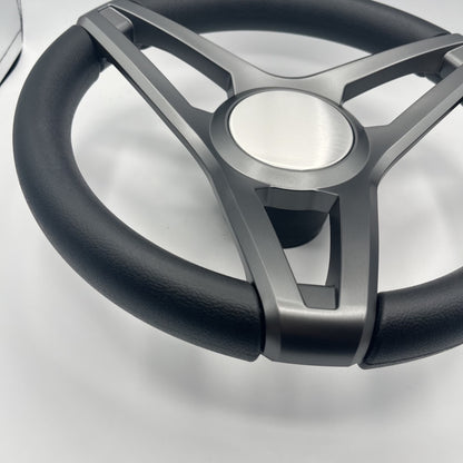 Molino Gray w/Soft Touch Urethane Rim Boat Steering Wheel | Plain