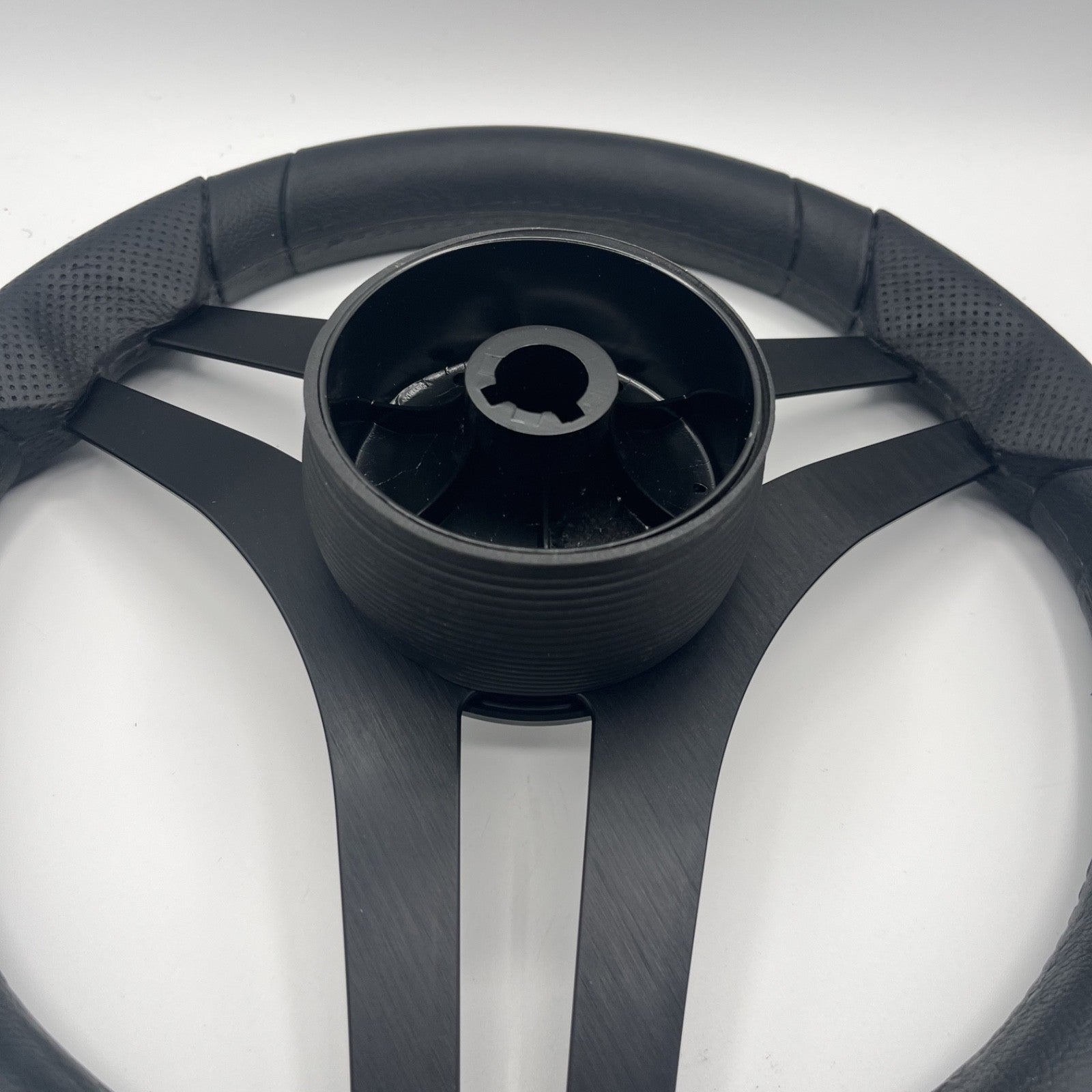 Molinara Marine Steering Wheel Black Brushed Alum Spokes | Plain Brushed