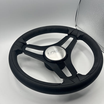 Gussi Italia Marine Steering Wheel Black Brush Metal Spokes | Lowe