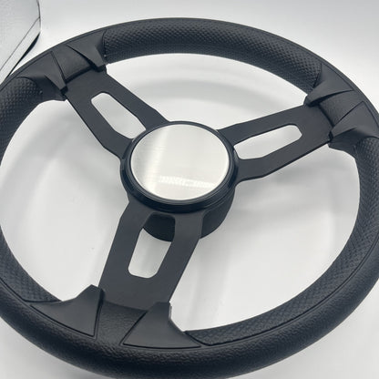 Gussi Italia Boat Model 15 Steering Wheel Black Brushed Alum Spokes | Plain