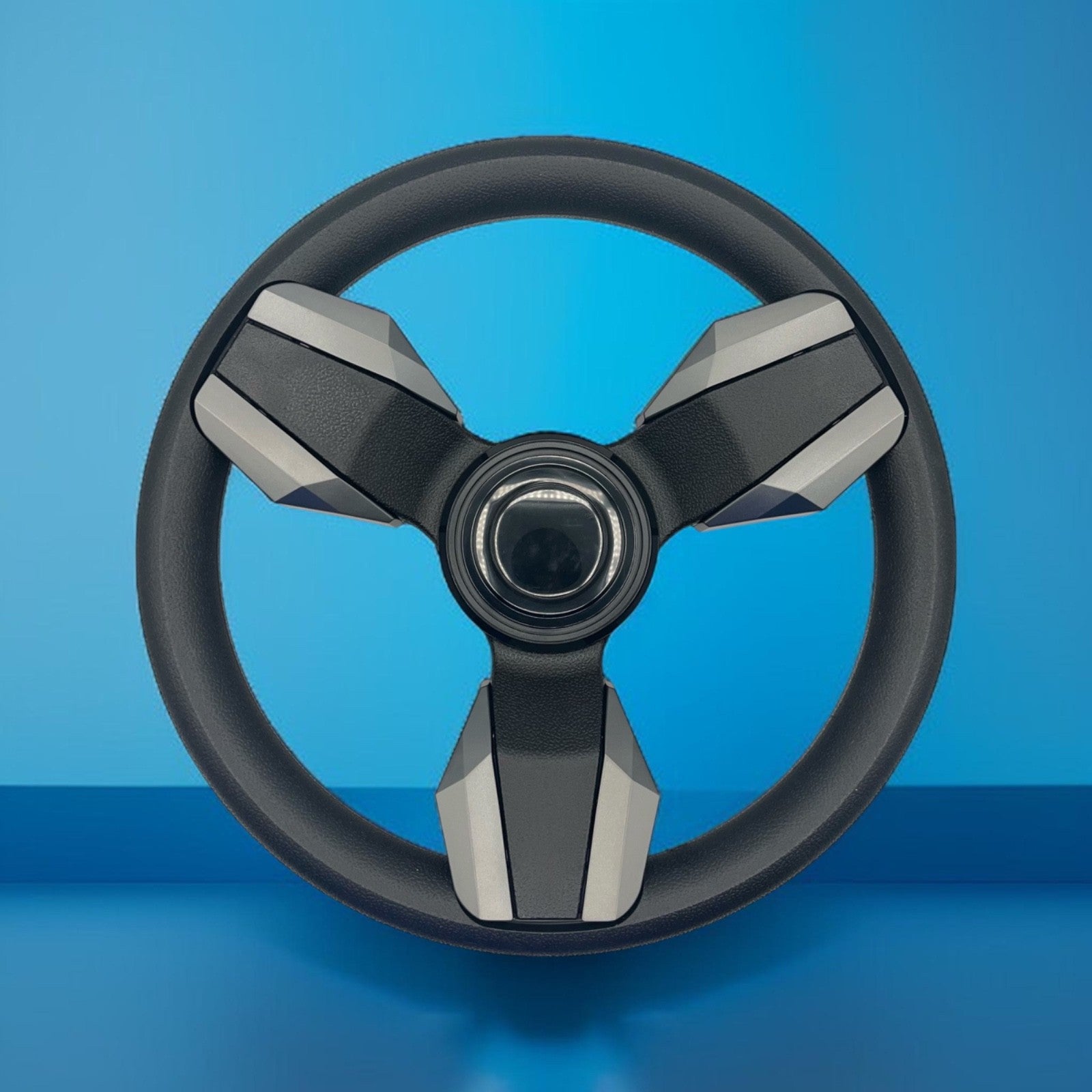 Collina Boat Steering Wheel Dark Gray Inserts - LG Black - Keyed ONLY
