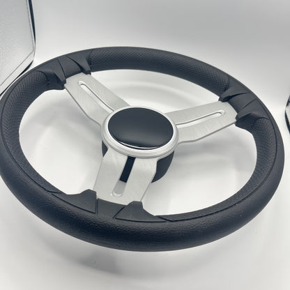 Model 15 Marine Steering Wheel Brush Alum Spokes | Black Dome