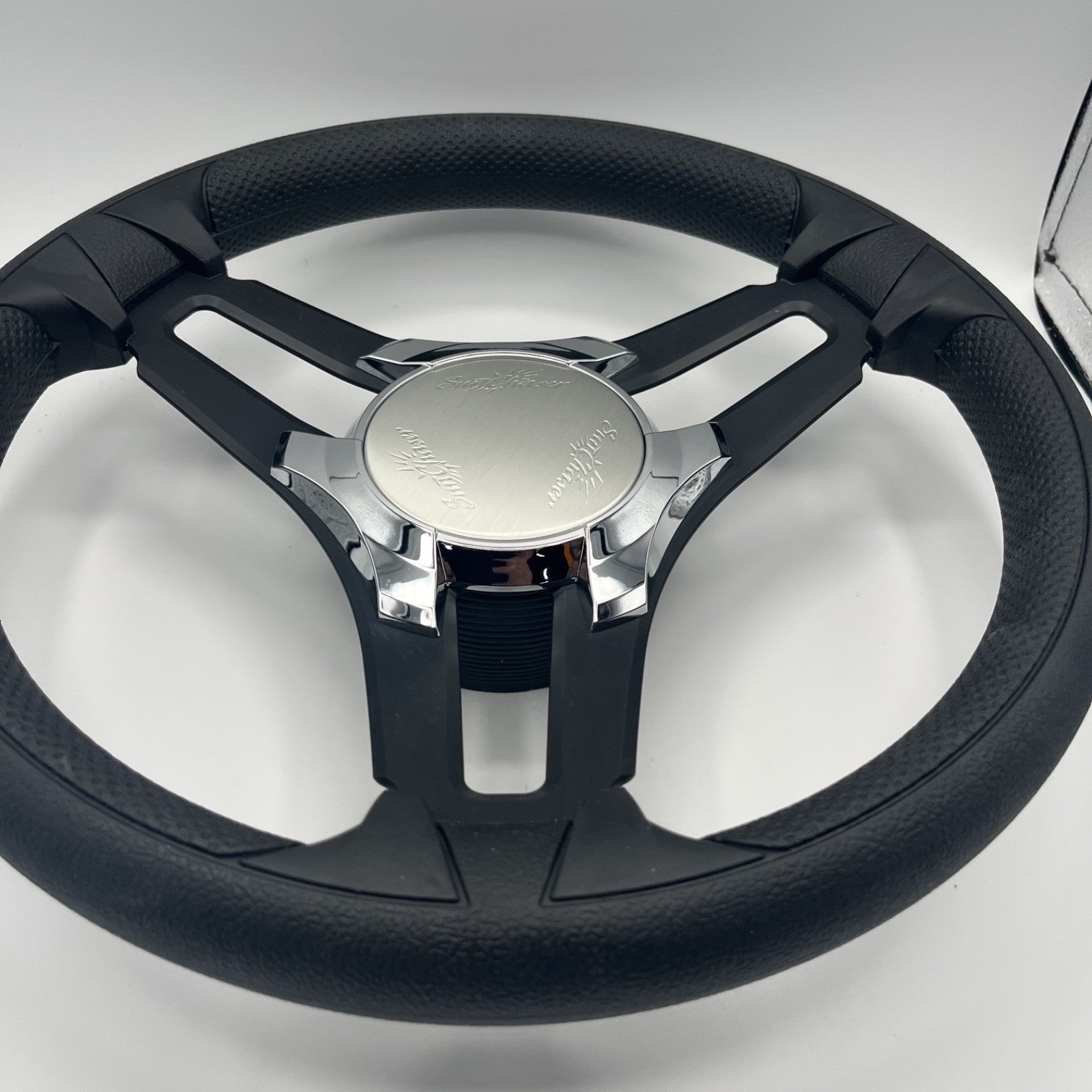 Gussi Italia Marine Steering Wheel Black Brush Metal Spokes | Sun Chaser