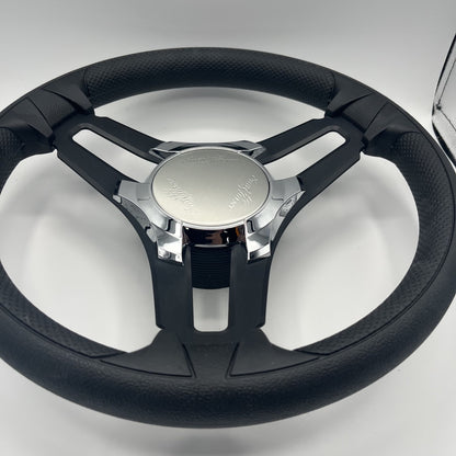 Gussi Italia Marine Steering Wheel Black Brush Metal Spokes | Sun Chaser