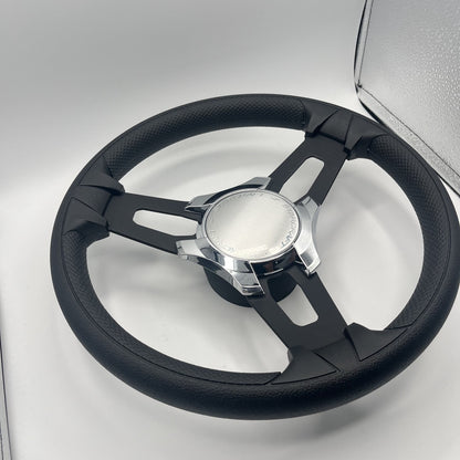 Gussi Italia Boat Model 15 Steering Wheel Black Brushed Alum Spokes | Starcraft