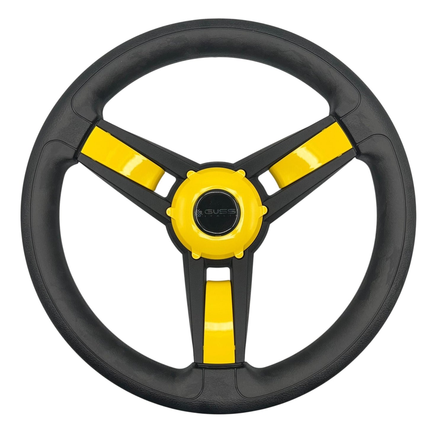 Giazza Golf Cart Steering E-Z-GO HUB Soft Touch Rim ABS Spokes - Yellow Inserts