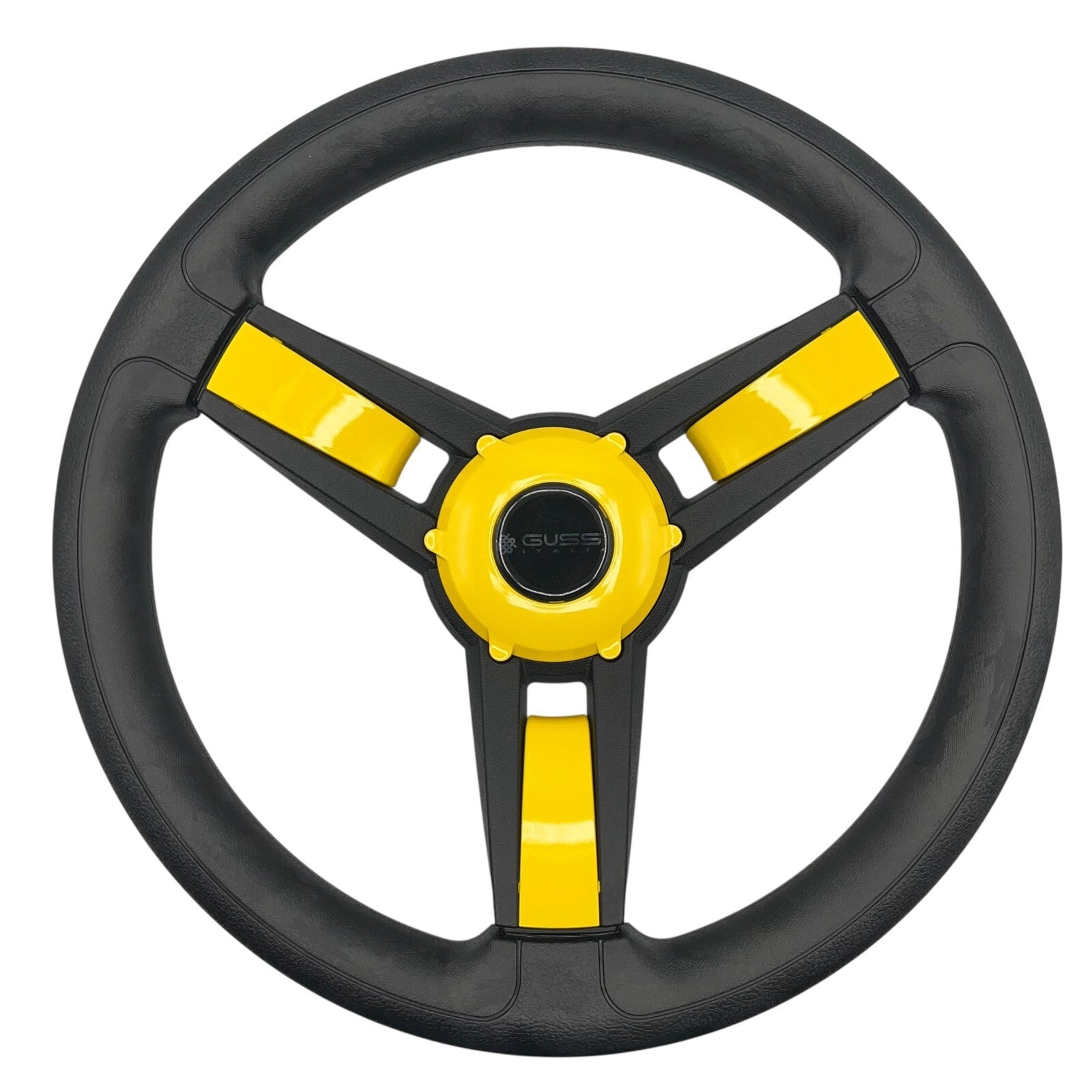Giazza Golf Cart Steering E-Z-GO HUB Soft Touch Rim ABS Spokes - Yellow Inserts