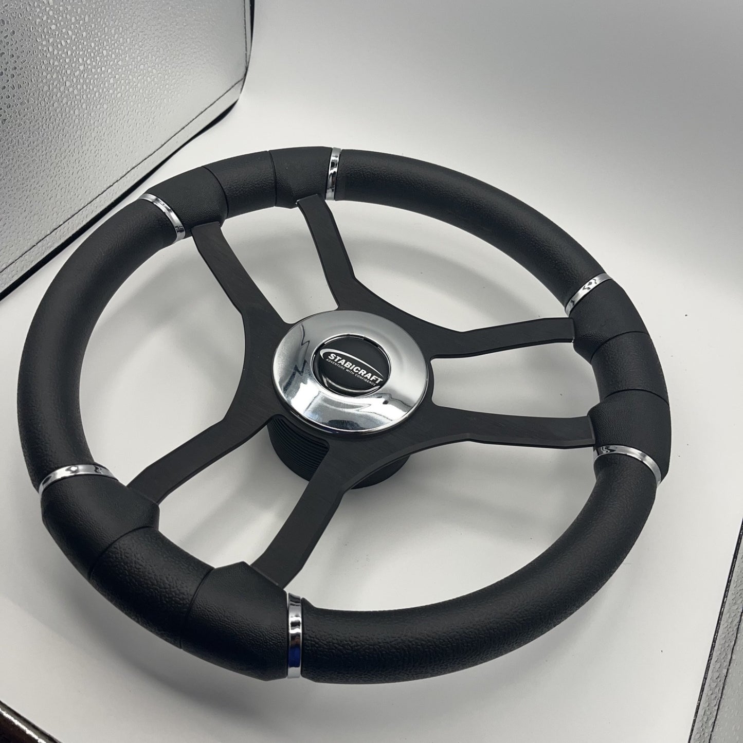 Malera Boat Steering Wheel Black Aluminum Spokes | Stabicraft