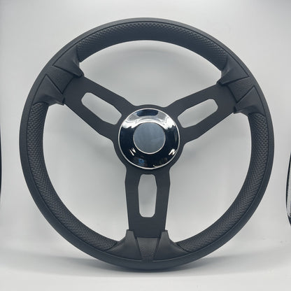 Gussi Italia Model 15 Steering Wheel Blk Brushed Alum Spokes | Chrome Center