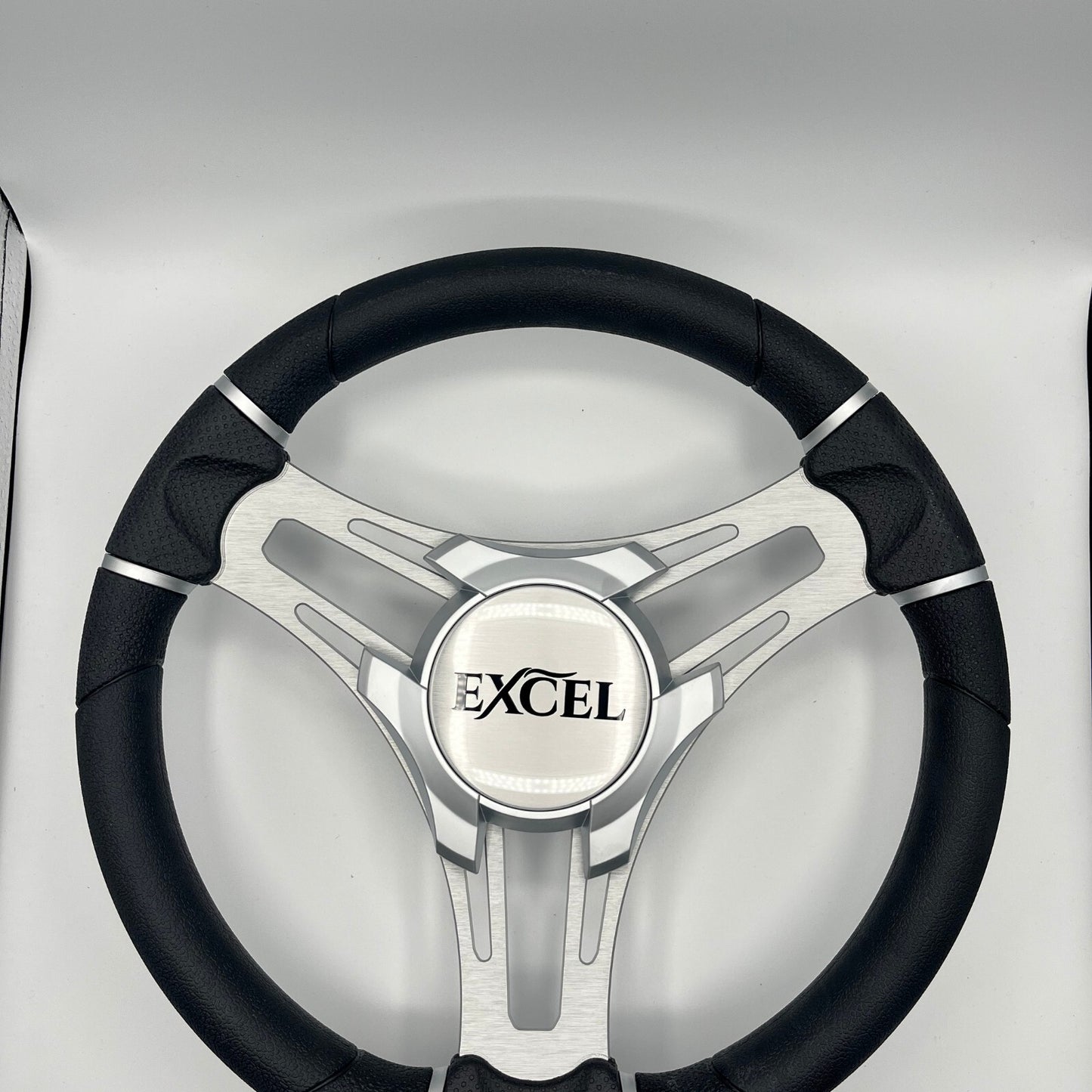 Verona Boat Steering Wheel Silver Brushed Aluminum Spokes | Excel Boats