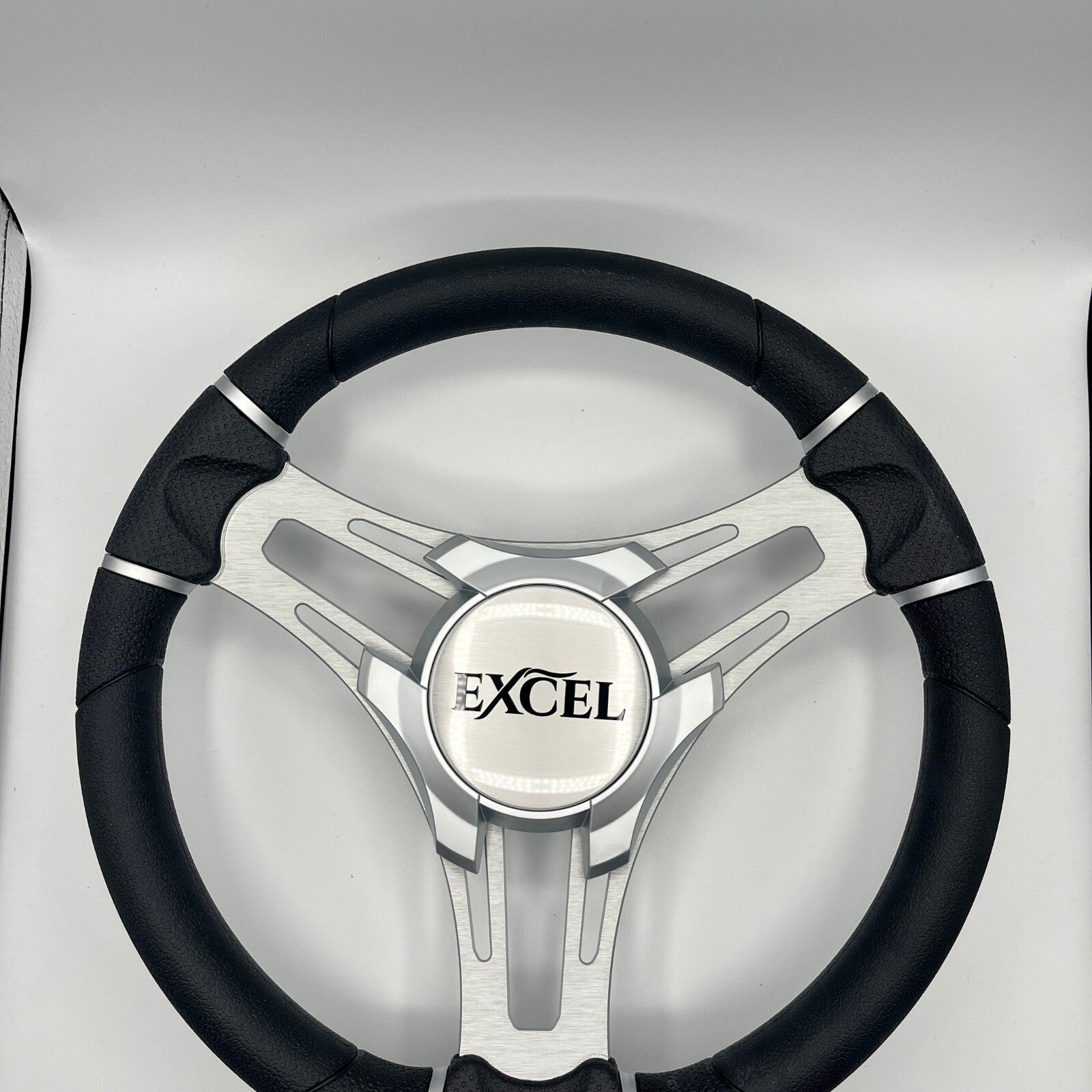 Verona Boat Steering Wheel Silver Brushed Aluminum Spokes | Excel Boats