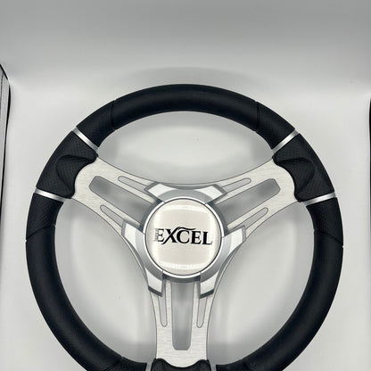 Verona Boat Steering Wheel Silver Brushed Aluminum Spokes | Excel Boats