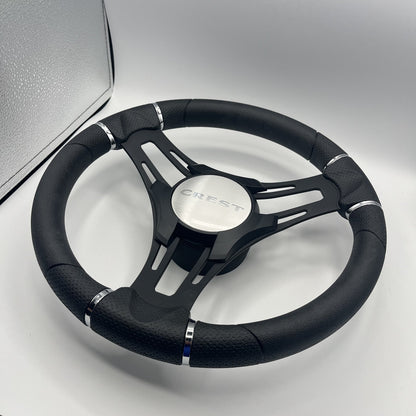 Gussi Italia Boat Steering Wheel Black Brushed Alum Spokes | Crest