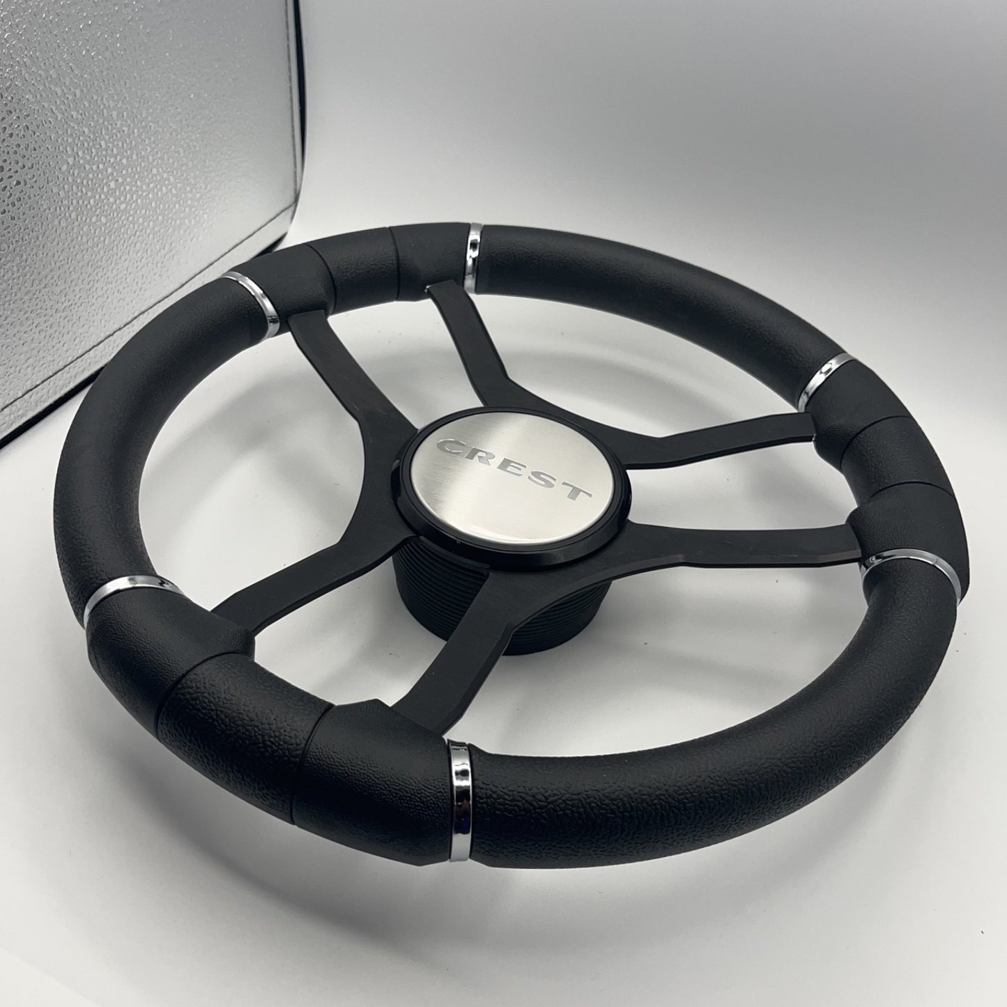 Malera Boat Steering Wheel Black Aluminum Spokes | Crest Boats