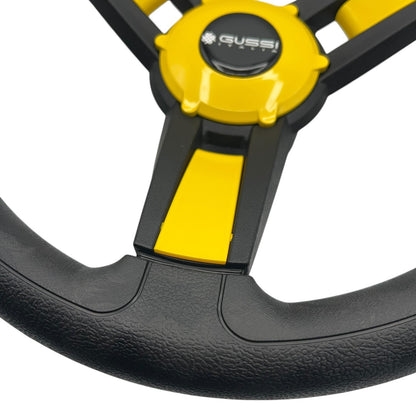 Giazza Golf Cart Steering E-Z-GO HUB Soft Touch Rim ABS Spokes - Yellow Inserts