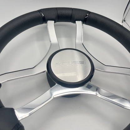 Malera Boat Steering Wheel Chrome Spokes | Gussi Dome Black Rim