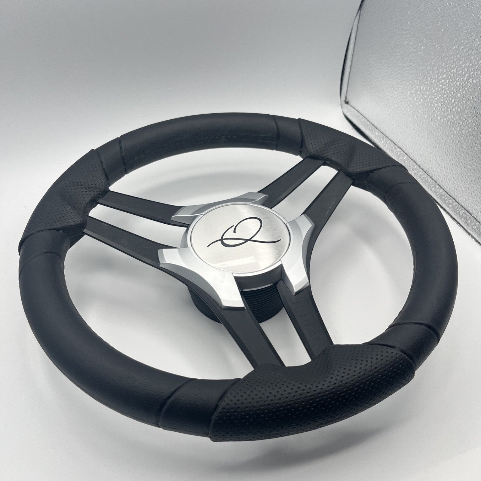 Molinara Marine Steering Wheel Black Brushed Alum Spokes | Apex