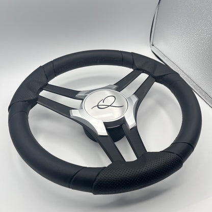 Molinara Marine Steering Wheel Black Brushed Alum Spokes | Apex