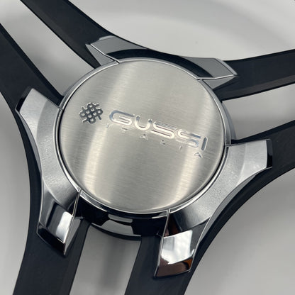 Gussi Italia Marine Steering Wheel Black Brush Metal Spokes | Gussi Logo