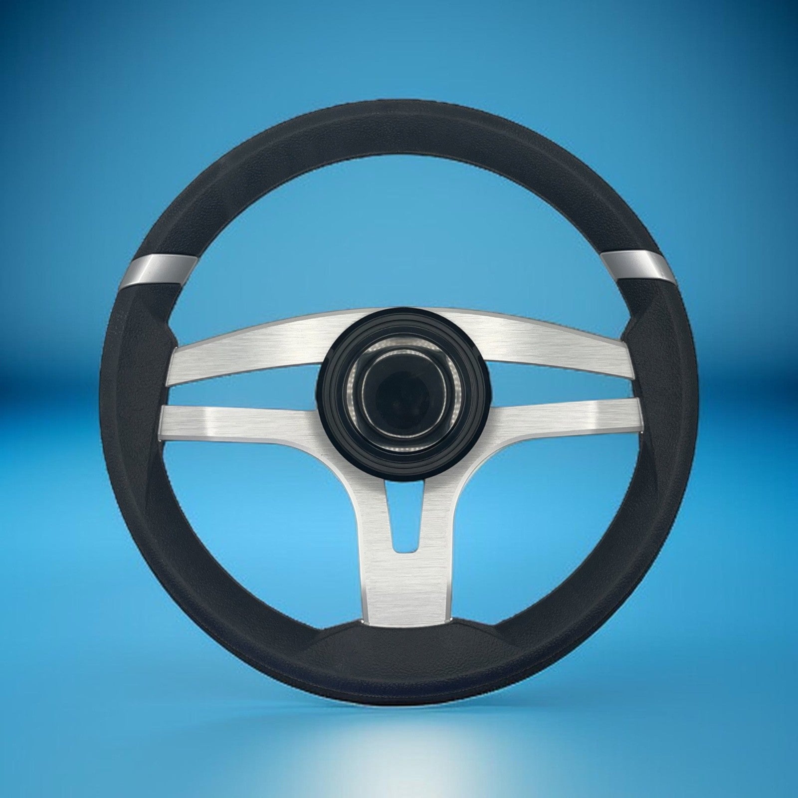 Badia Boat Steering Wheel Brushed Aluminum Spokes | LG Black Snap-in