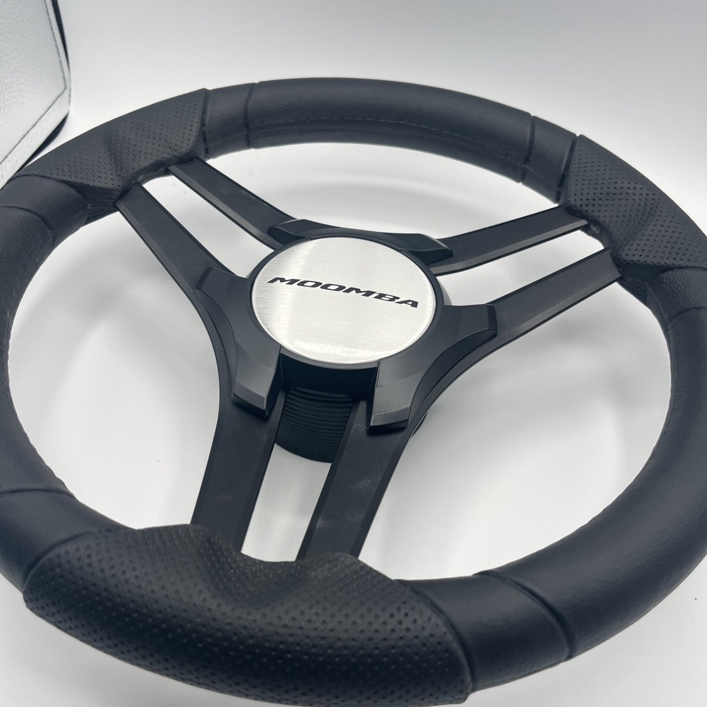 Molinara Marine Steering Wheel Black Brushed Alum Spokes | Moomba