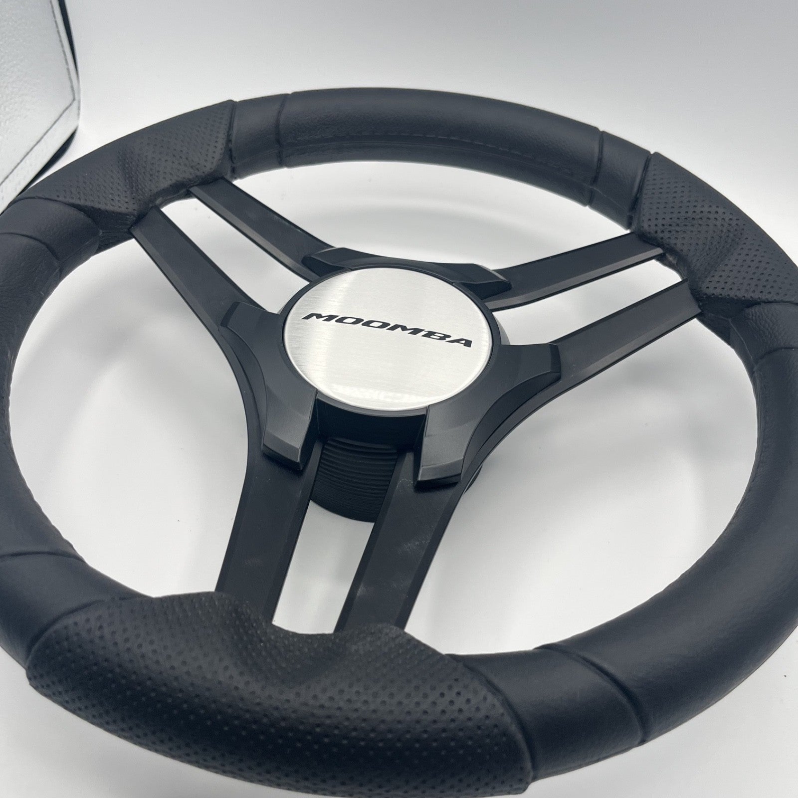 Molinara Marine Steering Wheel Black Brushed Alum Spokes | Moomba