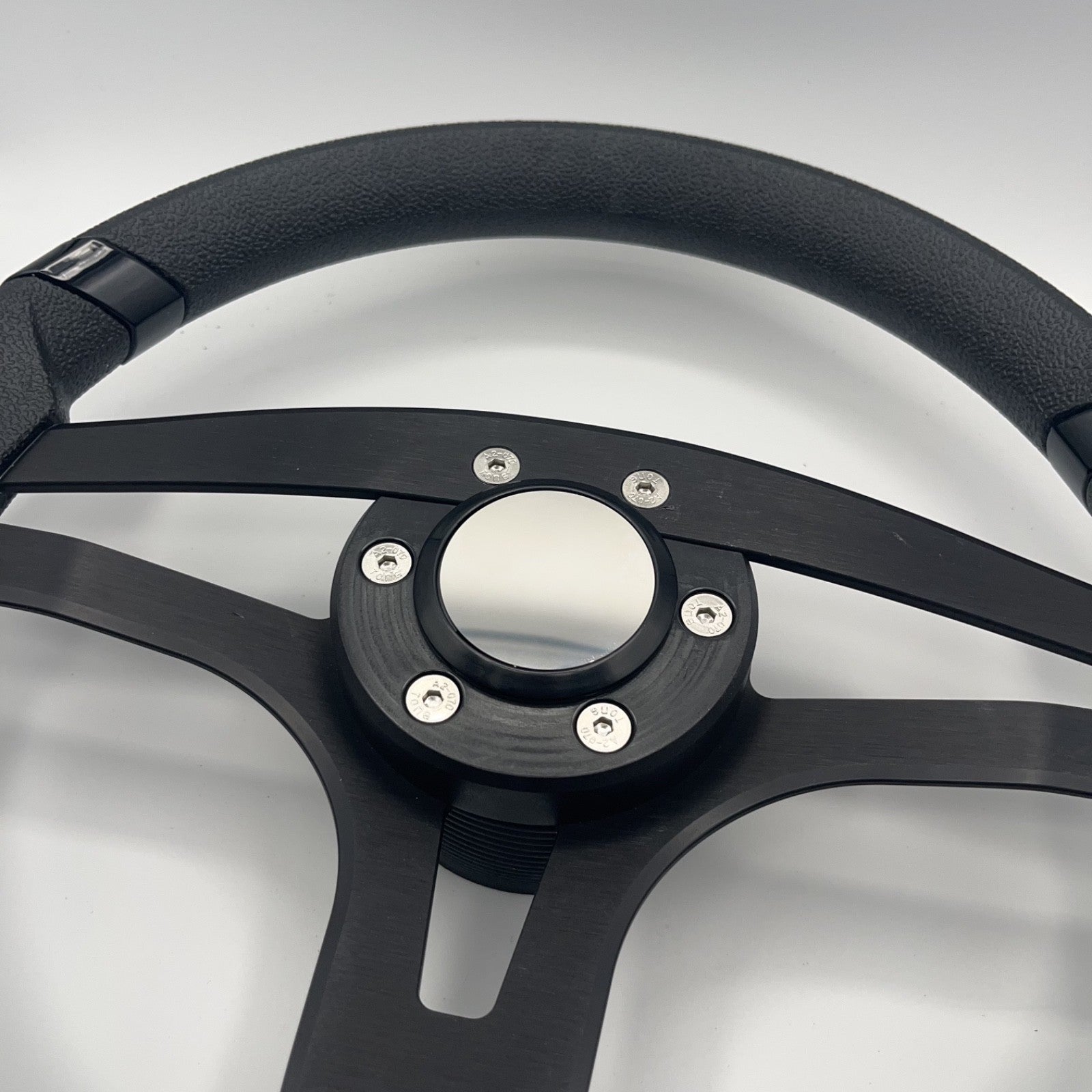 Badia Boat Steering Wheel Brushed Black Aluminum Spokes | Blank Snap-in