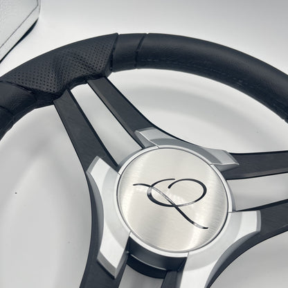 Molinara Marine Steering Wheel Black Brushed Alum Spokes | Apex