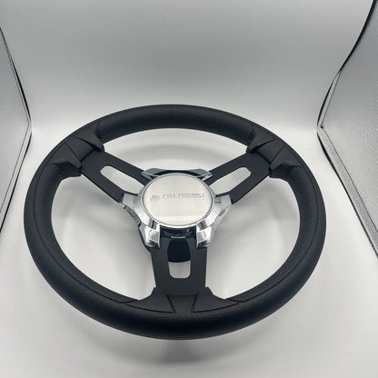 Gussi Italia Boat Model 15 Steering Wheel Black Brushed Alum Spokes | Gussi