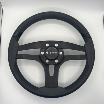 Badia Boat Steering Wheel Brushed Black Aluminum Spokes | Gussi Snap-in