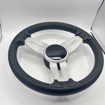Model 15 Marine Steering Wheel Brush Alum Spokes | Black Dome