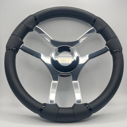 Malera Boat Steering Wheel Chrome Spokes | ABS Chrome Dome Blank SS Ctr.