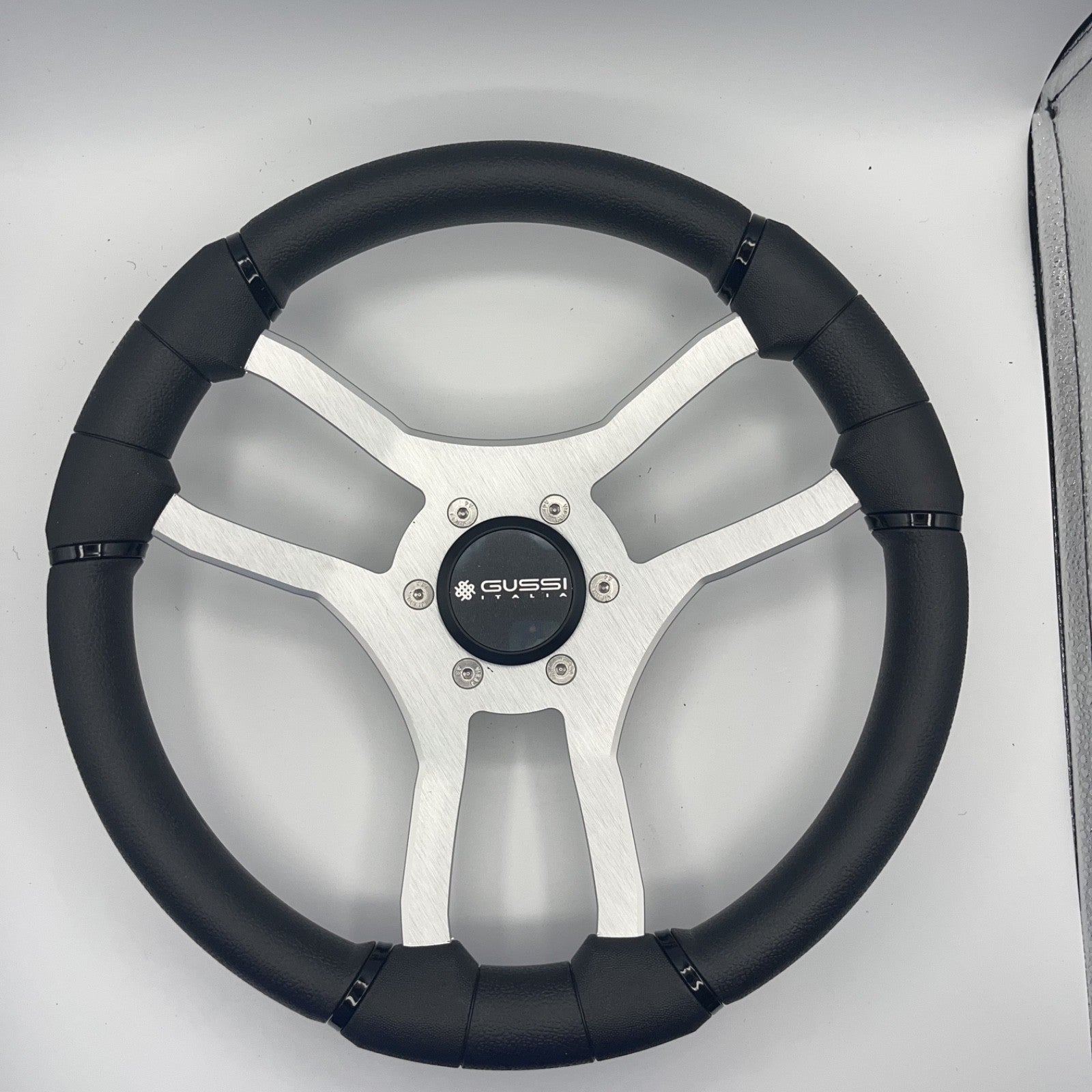 Malera Boat Steering Wheel Brushed Aluminum Spokes | Gussi Snap-in