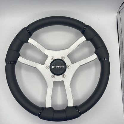 Malera Boat Steering Wheel Brushed Aluminum Spokes | Gussi Snap-in