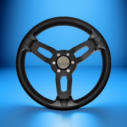 Model 15 Marine Steering Wheel Black Brushed Aluminum Spokes | Metal Blank