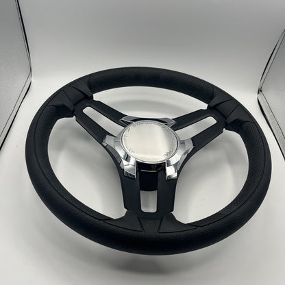 Gussi Italia Marine Steering Wheel Black Brush Metal Spokes | Starcraft