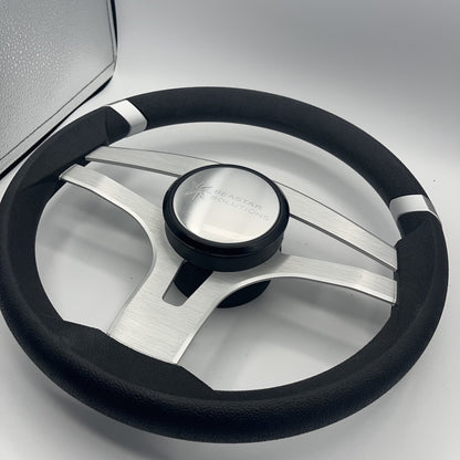 Badia Boat Steering Wheel Brushed Aluminum Spokes | Seastar Solutions