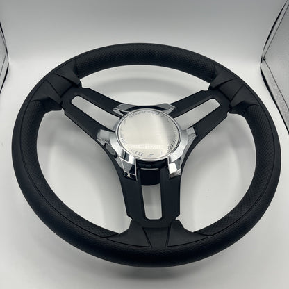 Gussi Italia Marine Steering Wheel Black Brush Metal Spokes | Starcraft