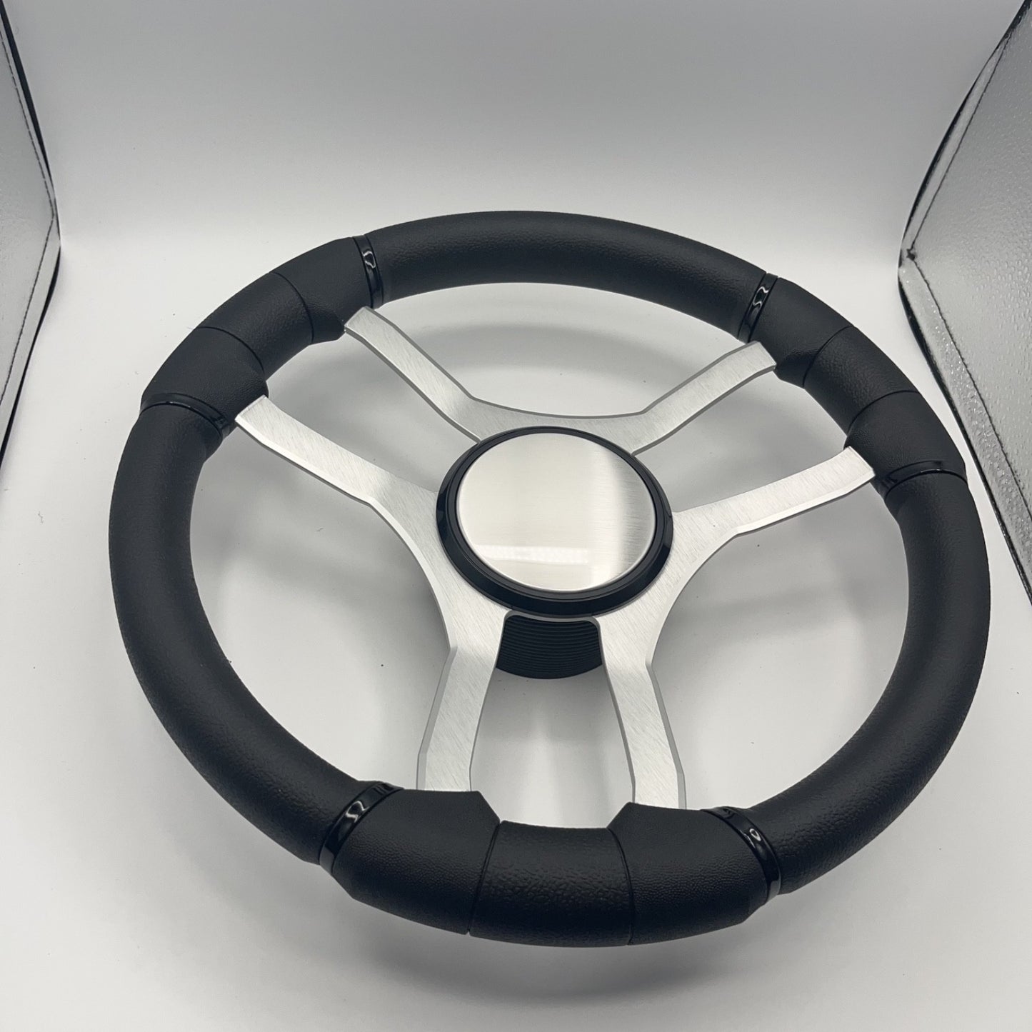 Malera Boat Steering Wheel Brushed Aluminum Spokes - Plain