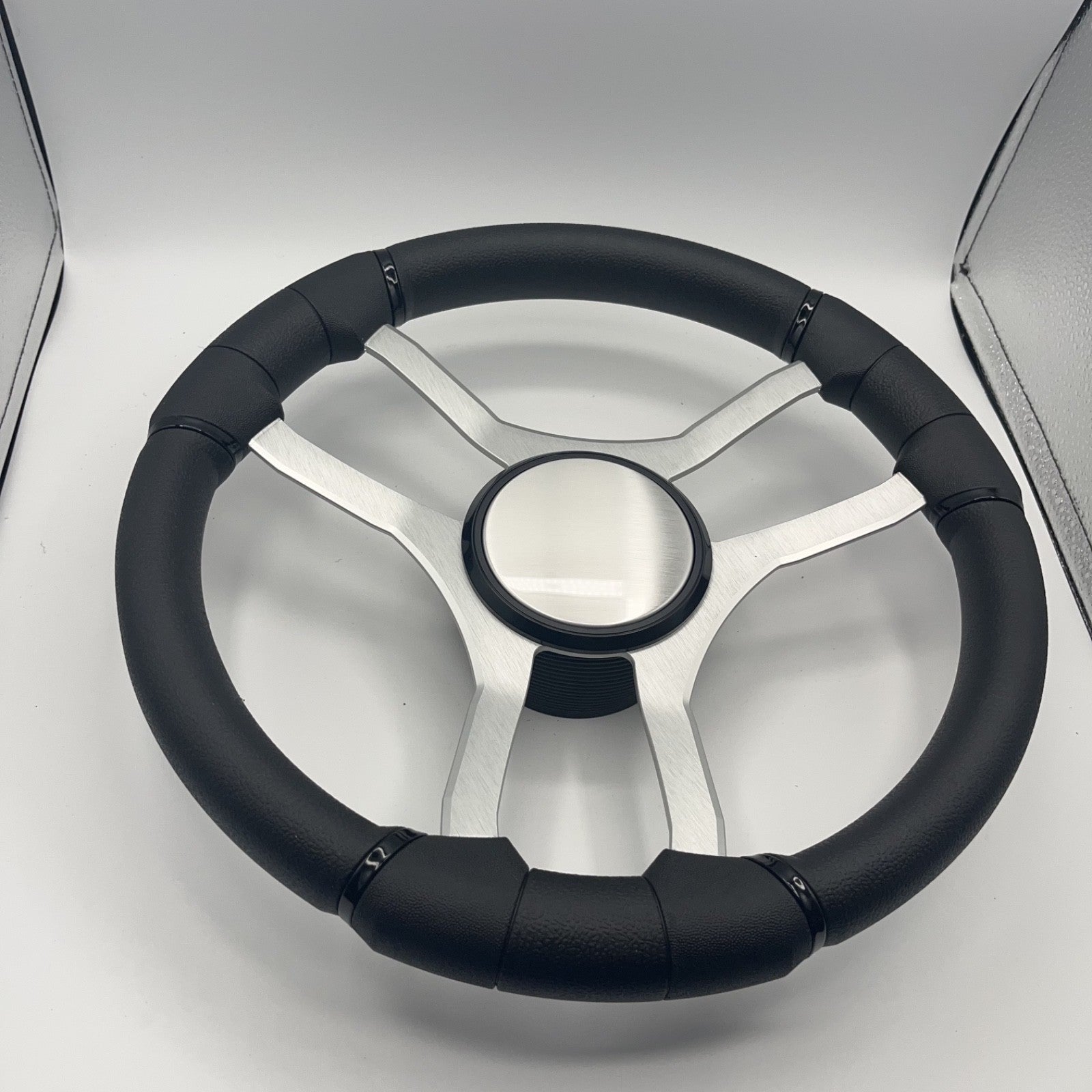 Malera Boat Steering Wheel Brushed Aluminum Spokes - Plain